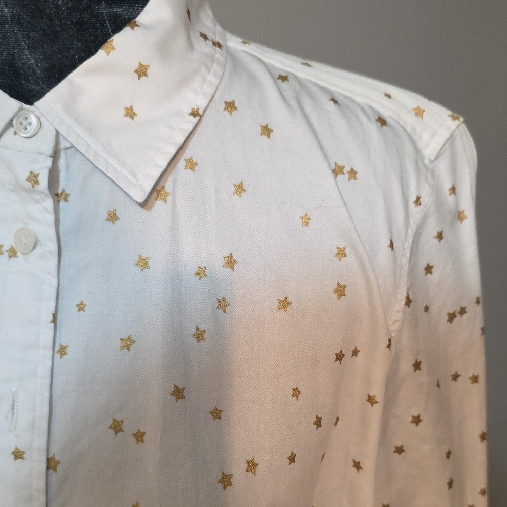 Talbots White‎ Shirt with Gold Stars MP - Picture 6 of 9